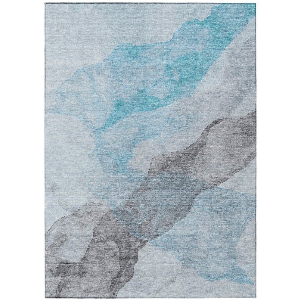 Machine Washable Indoor/Outdoor Chantille ACN2109 Teal 3' x 5' Rug. Picture 1