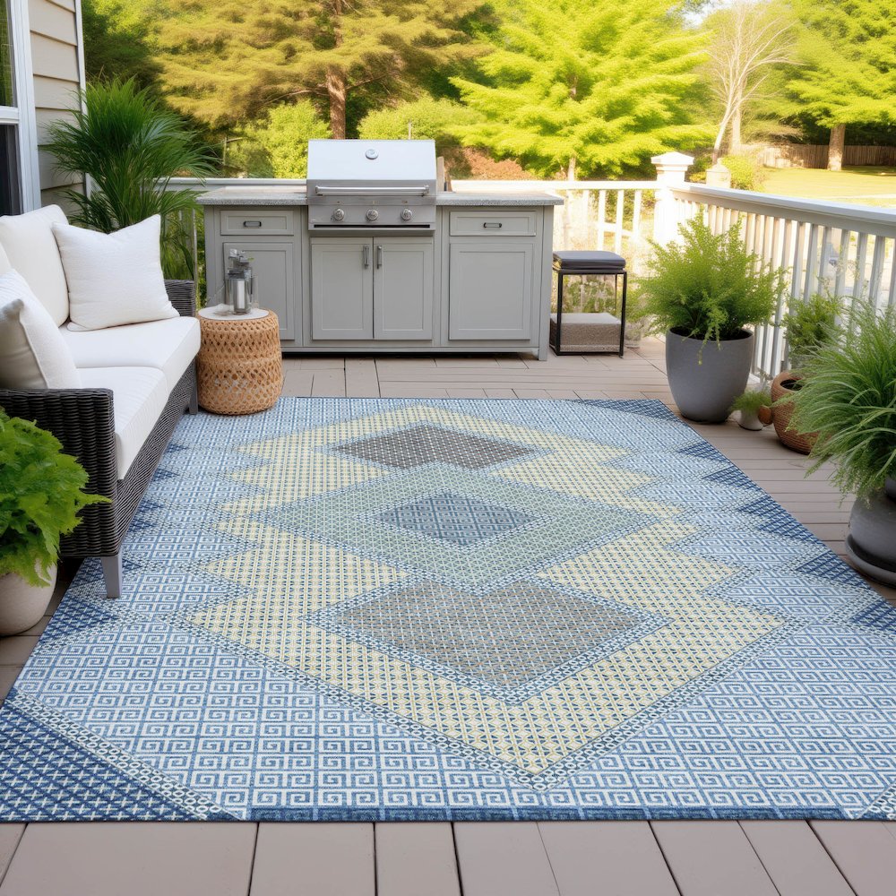 Machine Washable Indoor/Outdoor Chantille ACN2111 Denim 3' x 5' Rug. Picture 7