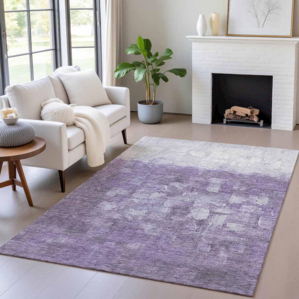 Machine Washable Indoor/Outdoor Chantille ACN2119 Purple 3' x 5' Rug. Picture 5