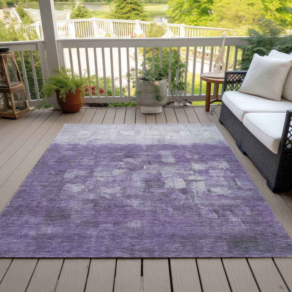 Machine Washable Indoor/Outdoor Chantille ACN2119 Purple 3' x 5' Rug. Picture 8
