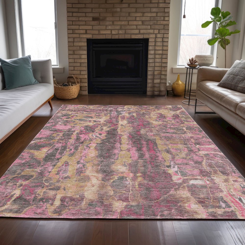 Machine Washable Indoor/Outdoor Chantille ACN2120 Blush 3' x 5' Rug. Picture 6
