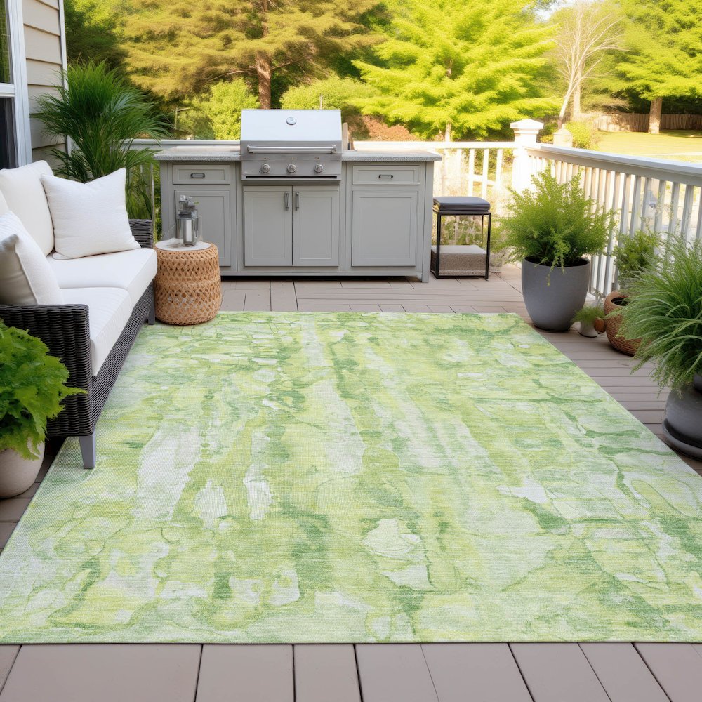 Machine Washable Indoor/Outdoor Chantille ACN2120 Lime 3' x 5' Rug. Picture 7