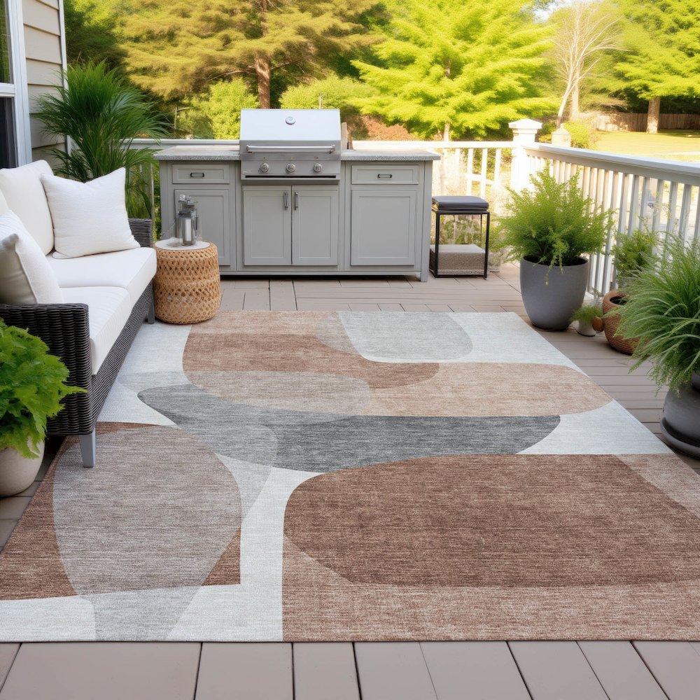 Machine Washable Indoor/Outdoor Chantille ACN2121 Paprika 3' x 5' Rug. Picture 7