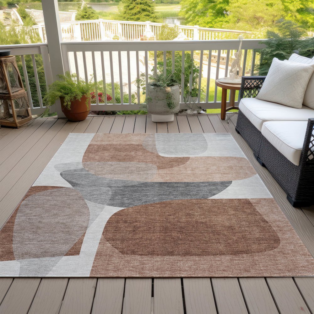 Machine Washable Indoor/Outdoor Chantille ACN2121 Paprika 3' x 5' Rug. Picture 8