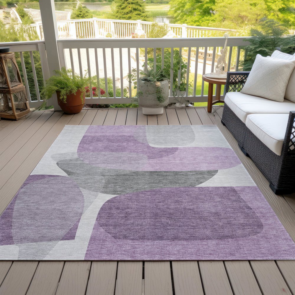 Machine Washable Indoor/Outdoor Chantille ACN2121 Purple 3' x 5' Rug. Picture 8