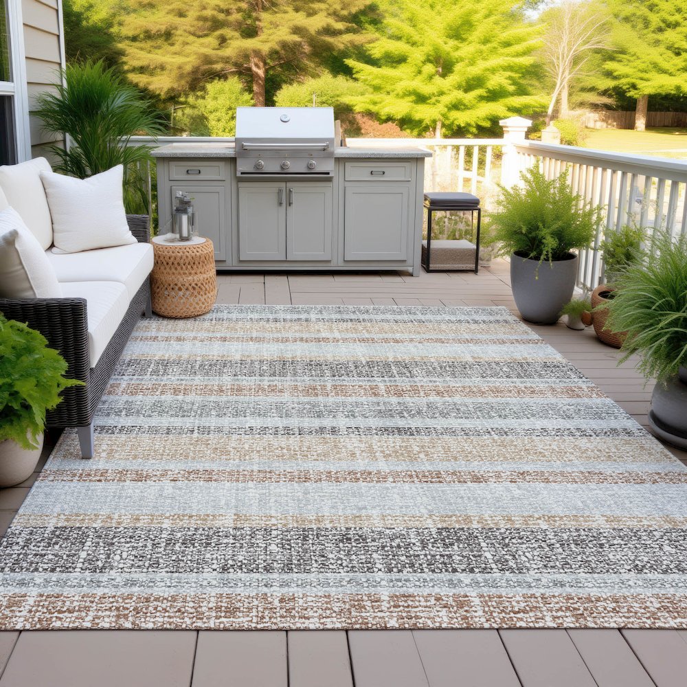 Machine Washable Indoor/Outdoor Chantille ACN2122 Gray 3' x 5' Rug. Picture 7