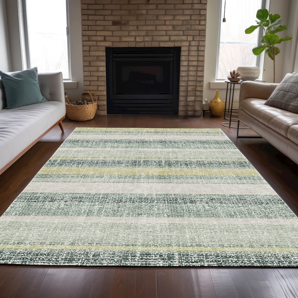 Machine Washable Indoor/Outdoor Chantille ACN2122 Seafoam 3' x 5' Rug. Picture 6