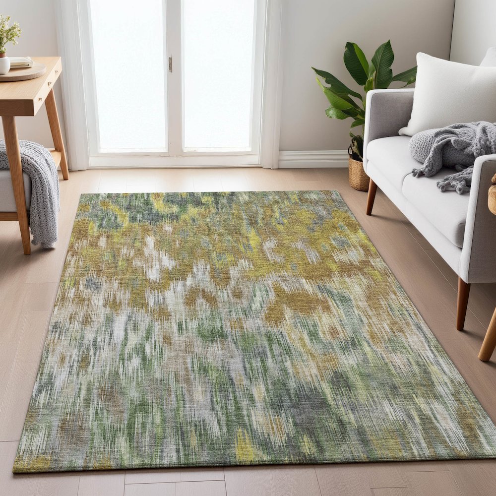 Machine Washable Indoor/Outdoor Chantille ACN2129 Brown 3' x 5' Rug. Picture 5