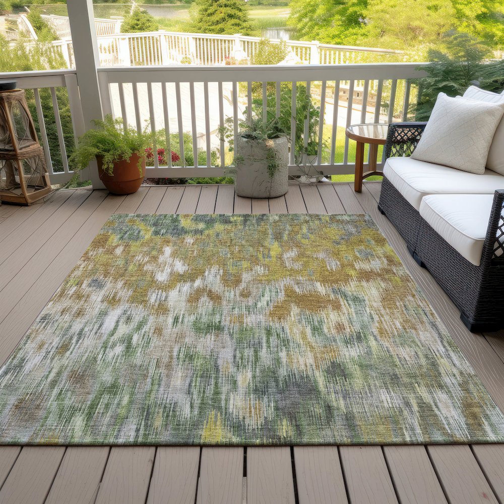 Machine Washable Indoor/Outdoor Chantille ACN2129 Brown 3' x 5' Rug. Picture 7