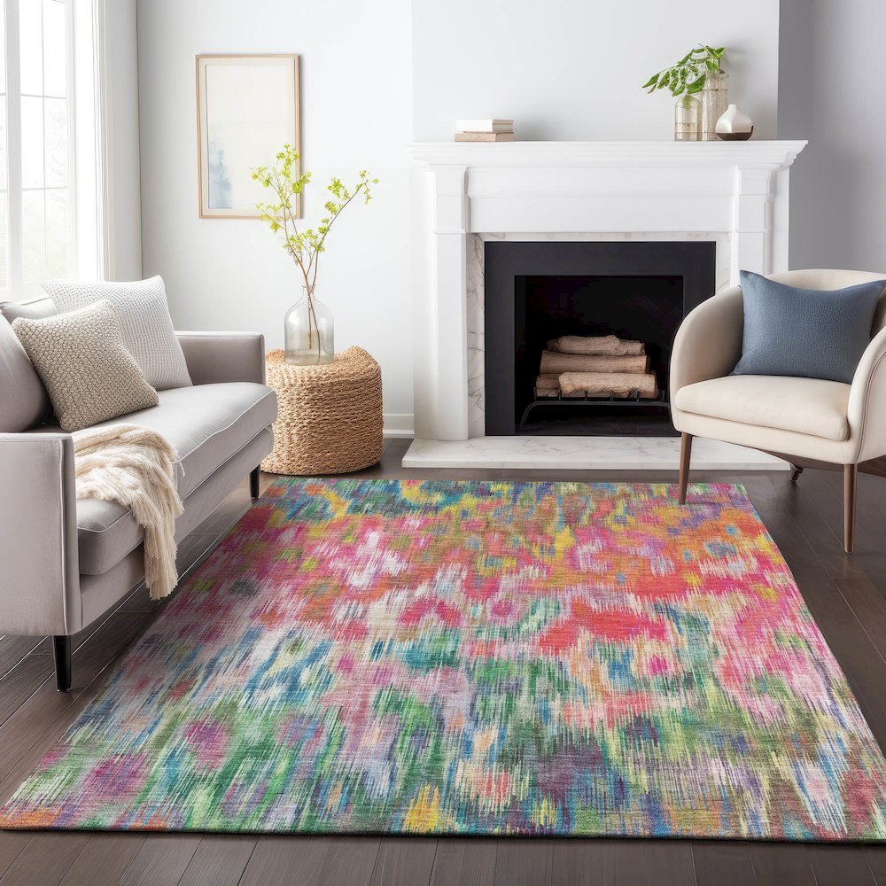 Machine Washable Indoor/Outdoor Chantille ACN2129 Pink 3' x 5' Rug. Picture 6