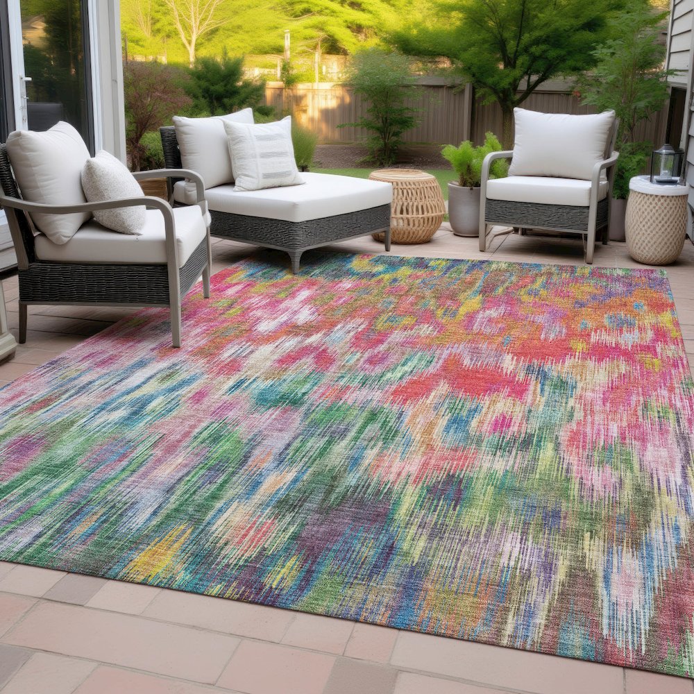 Machine Washable Indoor/Outdoor Chantille ACN2129 Pink 3' x 5' Rug. Picture 8