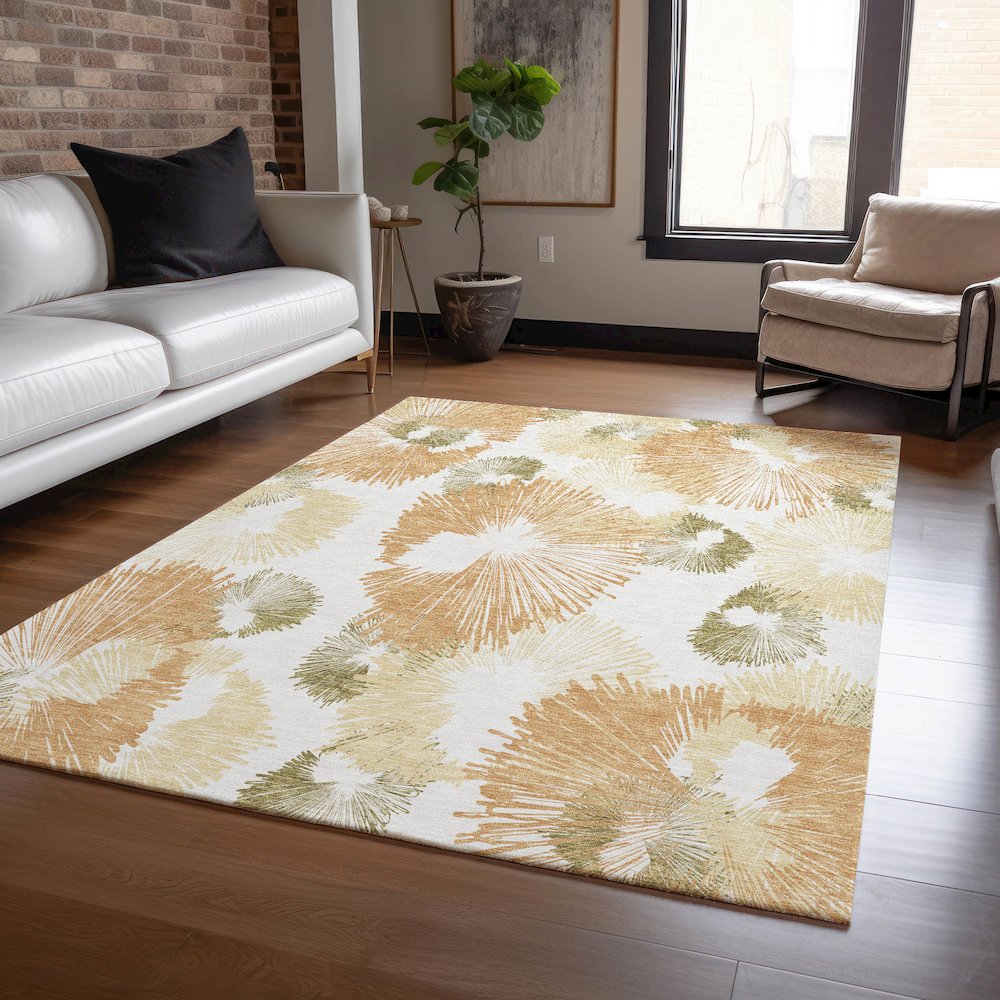 Machine Washable Indoor/Outdoor Chantille ACN2132 Coral 3' x 5' Rug. Picture 5