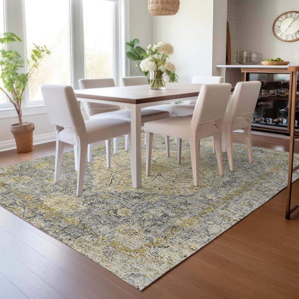 Machine Washable Indoor/Outdoor Chantille ACN2136 Pewter 3' x 5' Rug. Picture 5