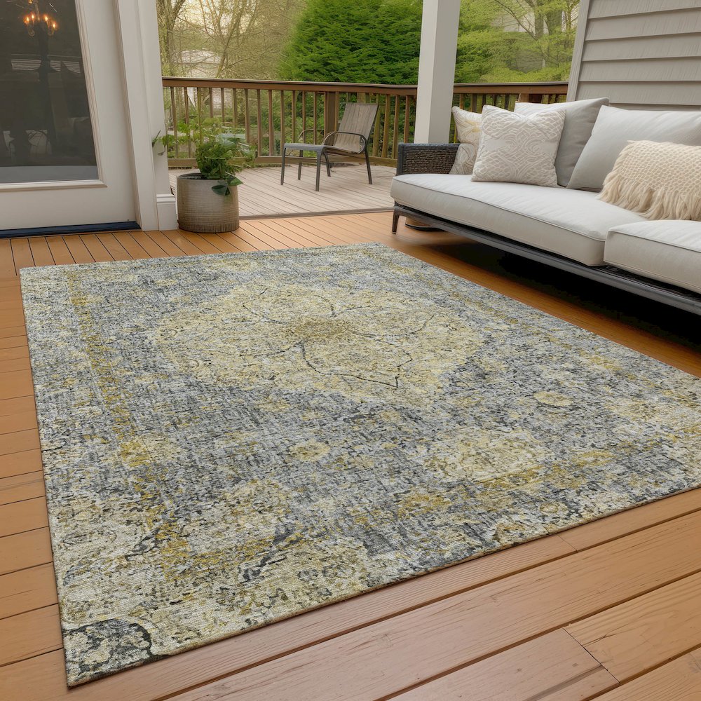 Machine Washable Indoor/Outdoor Chantille ACN2136 Pewter 3' x 5' Rug. Picture 7