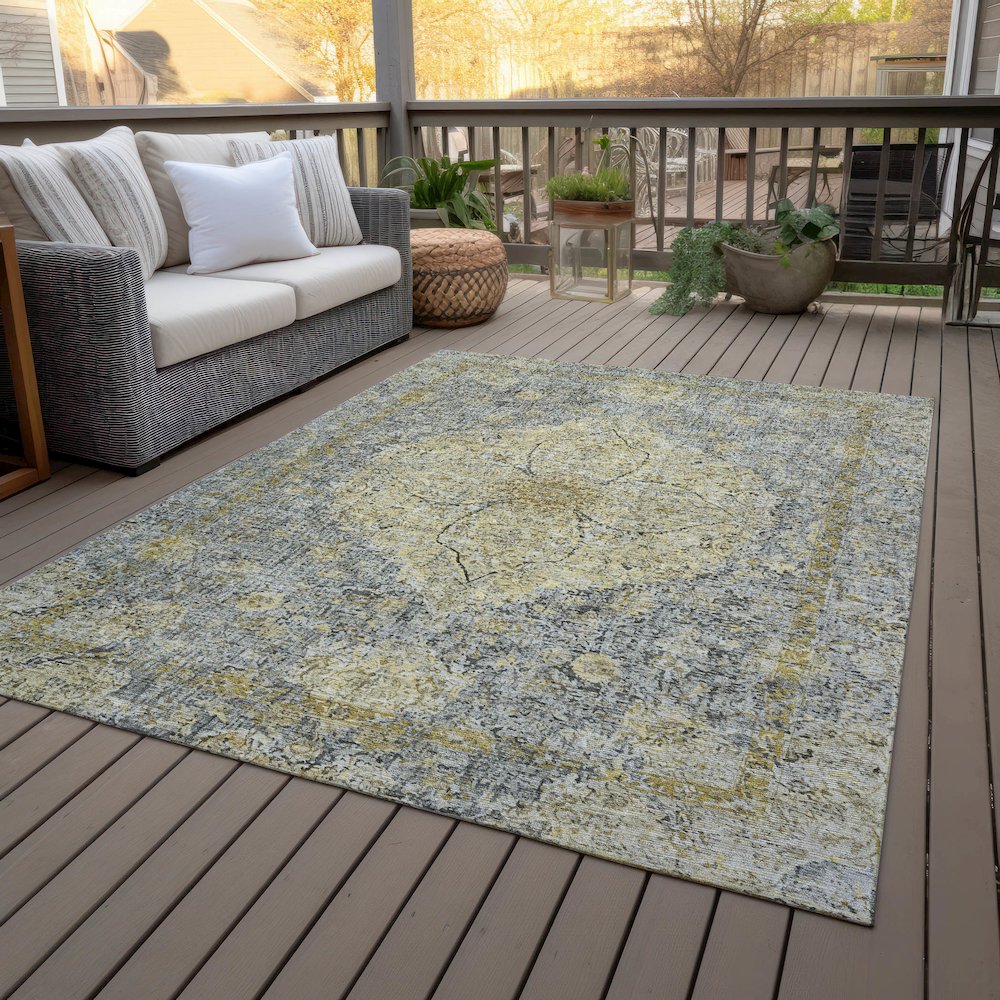 Machine Washable Indoor/Outdoor Chantille ACN2136 Pewter 3' x 5' Rug. Picture 8