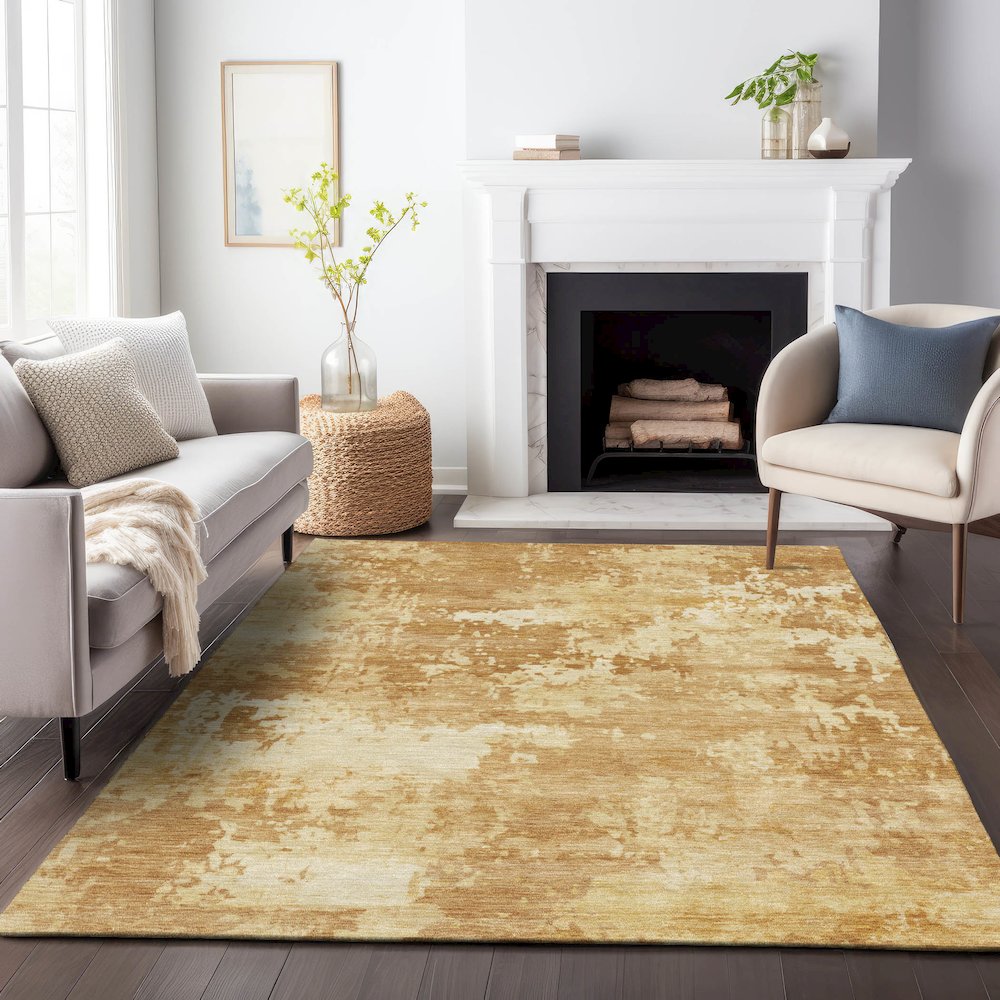 Machine Washable Indoor/Outdoor Chantille ACN2142 Copper 3' x 5' Rug. Picture 6