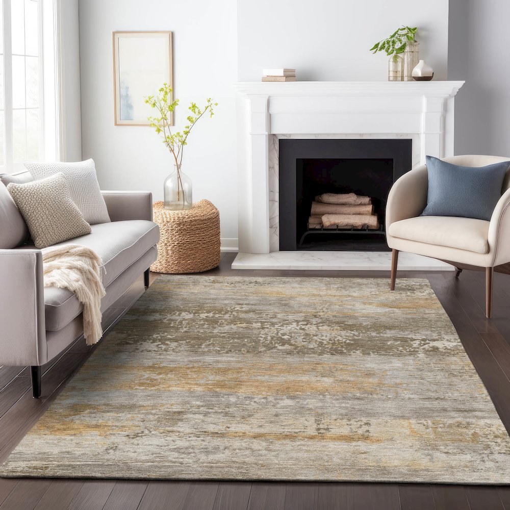 Machine Washable Indoor/Outdoor Chantille ACN2146 Brown 3' x 5' Rug. Picture 6