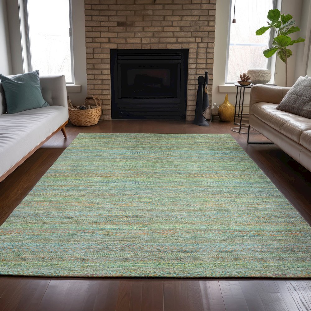 Machine Washable Indoor/Outdoor Chantille ACN2148 Green 3' x 5' Rug. Picture 6