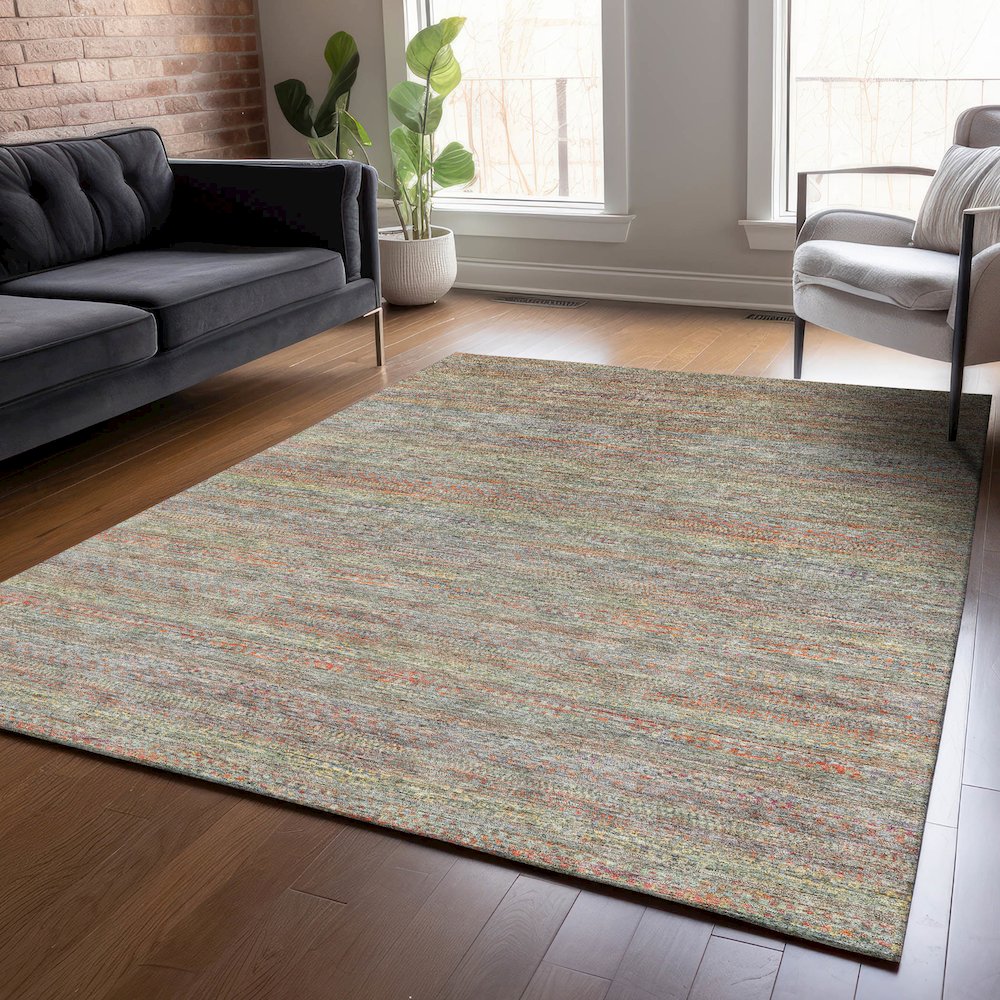 Machine Washable Indoor/Outdoor Chantille ACN2148 Sage 3' x 5' Rug. Picture 5