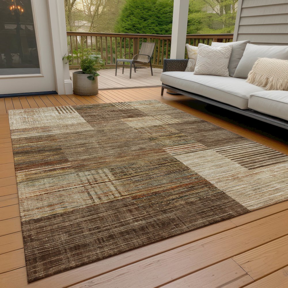 Machine Washable Indoor/Outdoor Chantille ACN2149 Brown 3' x 5' Rug. Picture 7