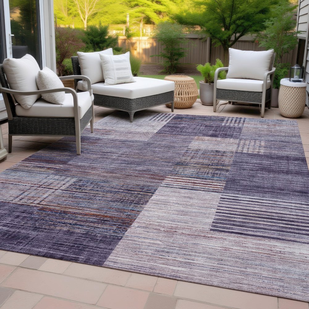 Machine Washable Indoor/Outdoor Chantille ACN2149 Plum 3' x 5' Rug. Picture 8