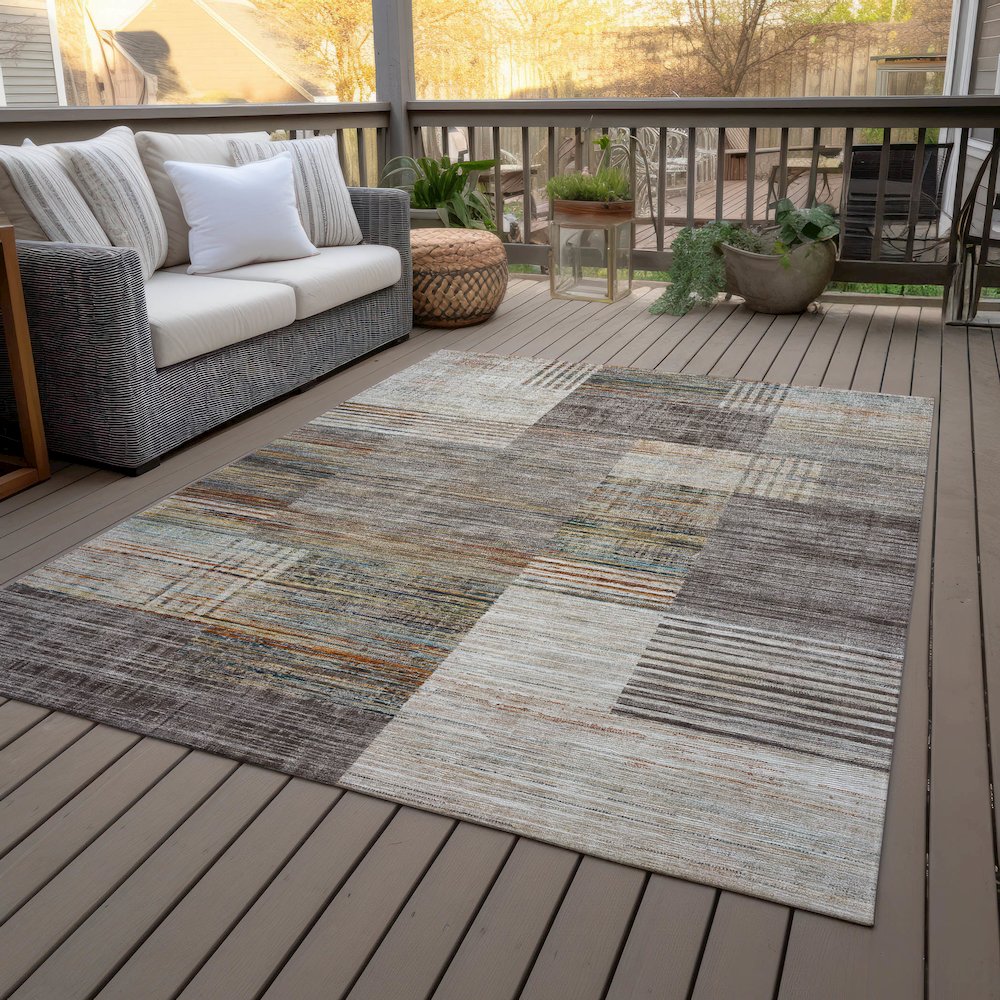 Machine Washable Indoor/Outdoor Chantille ACN2149 Taupe 3' x 5' Rug. Picture 8