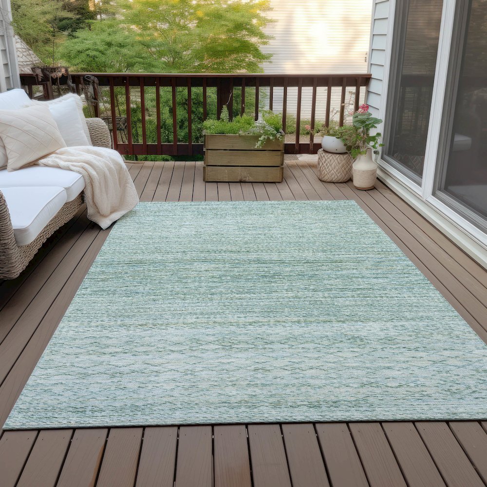 Machine Washable Indoor/Outdoor Chantille ACN2150 Aqua 3' x 5' Rug. Picture 7