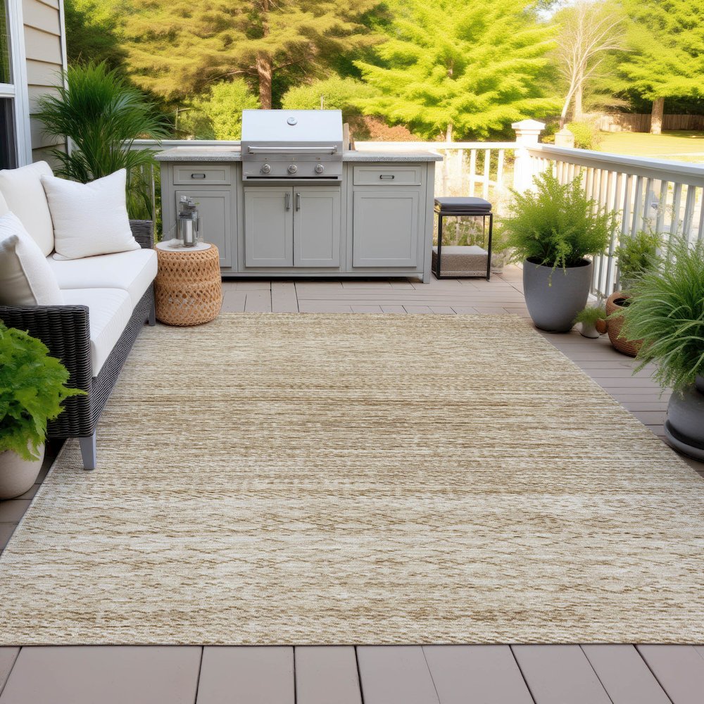 Machine Washable Indoor/Outdoor Chantille ACN2150 Beige 3' x 5' Rug. Picture 7