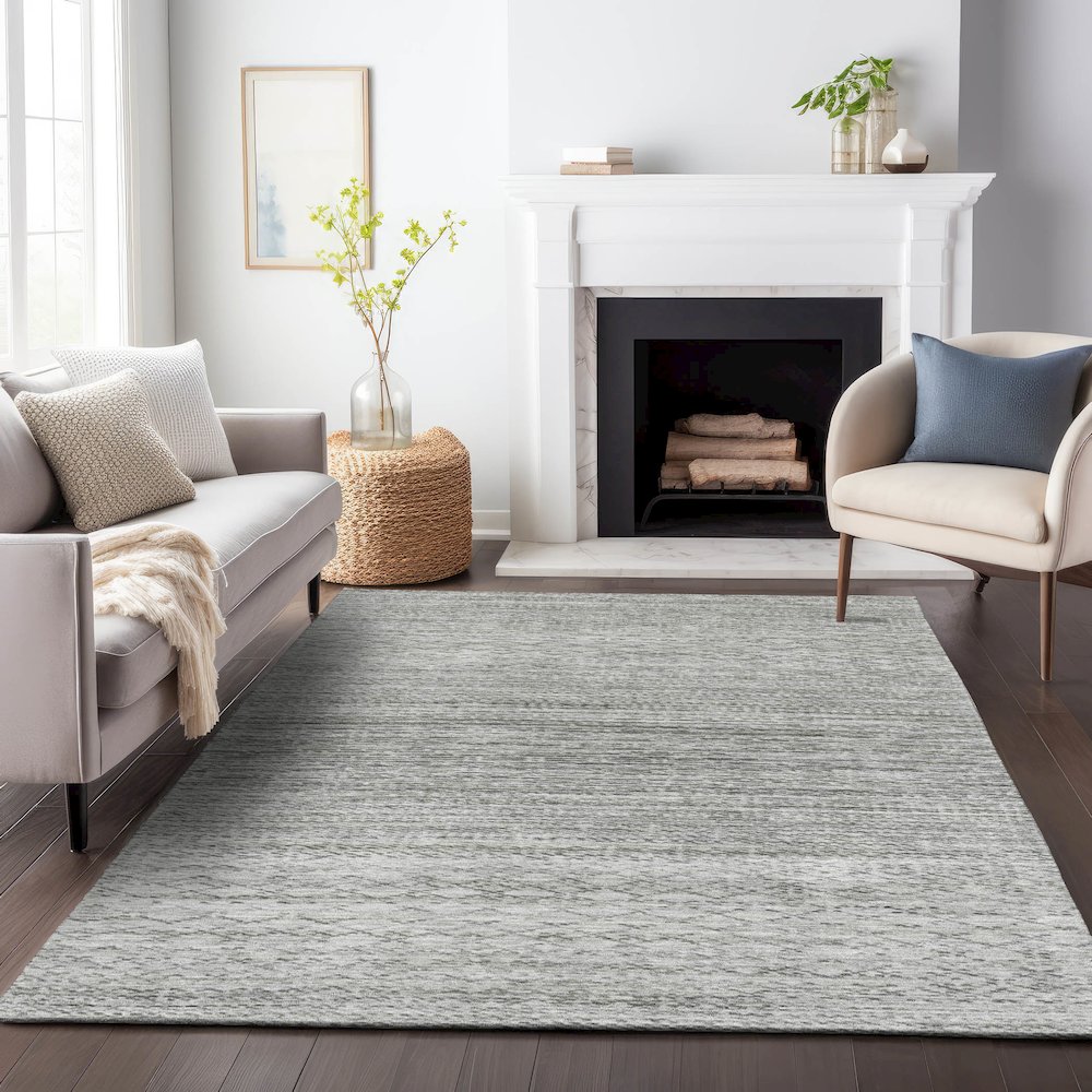 Machine Washable Indoor/Outdoor Chantille ACN2150 Gray 3' x 5' Rug. Picture 6