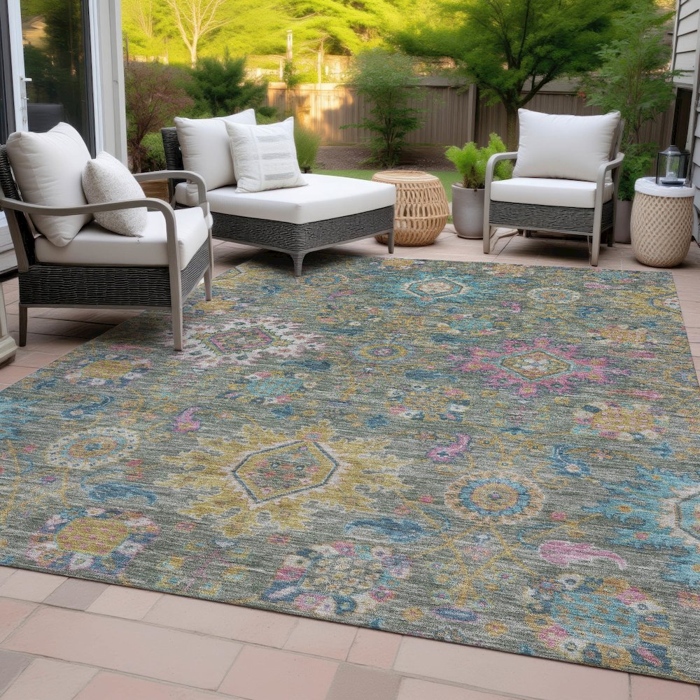 Machine Washable Indoor/Outdoor Chantille ACN2151 Aloe 3' x 5' Rug. Picture 8