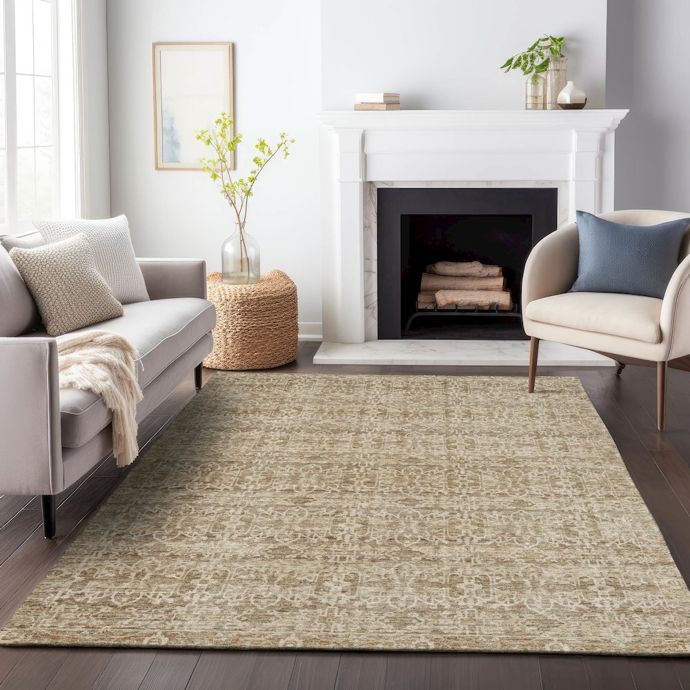 Machine Washable Indoor/Outdoor Chantille ACN2152 Brown 3' x 5' Rug. Picture 6