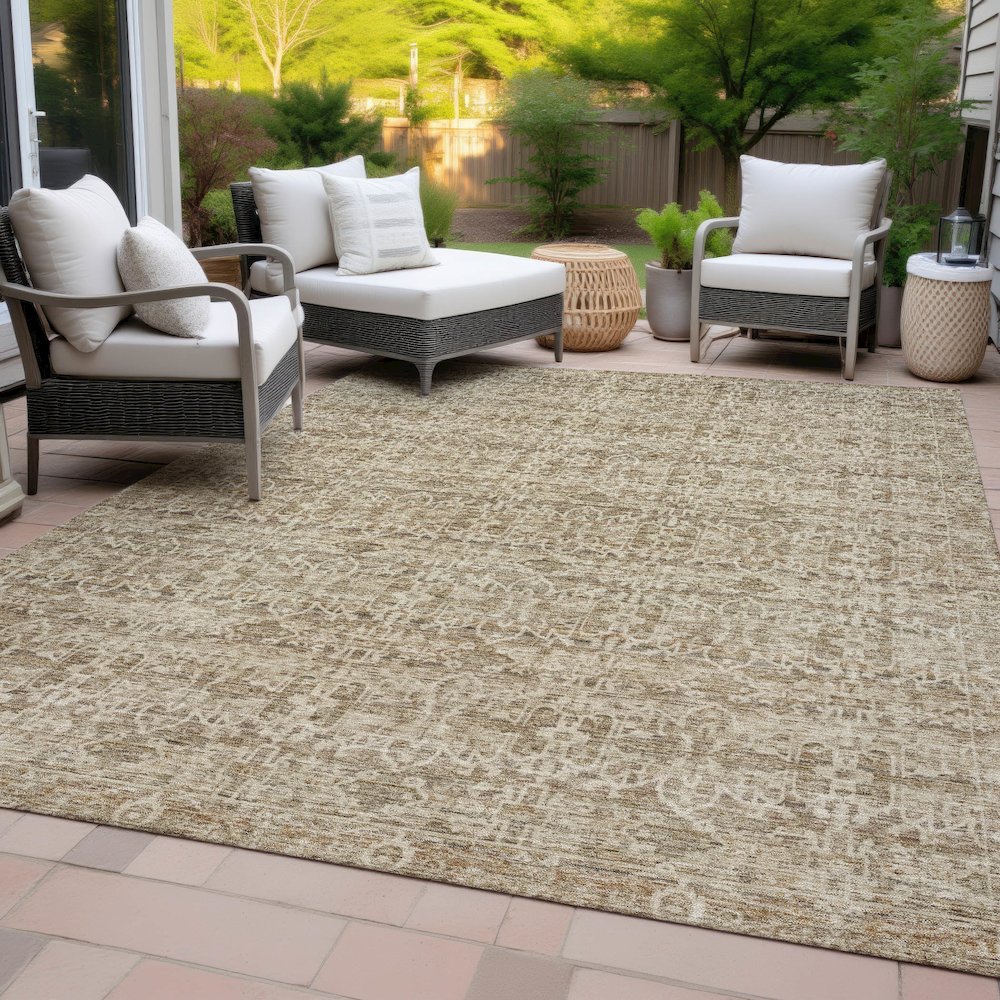 Machine Washable Indoor/Outdoor Chantille ACN2152 Brown 3' x 5' Rug. Picture 8