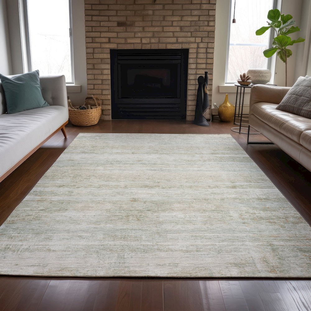 Machine Washable Indoor/Outdoor Chantille ACN2154 Putty 3' x 5' Rug. Picture 6