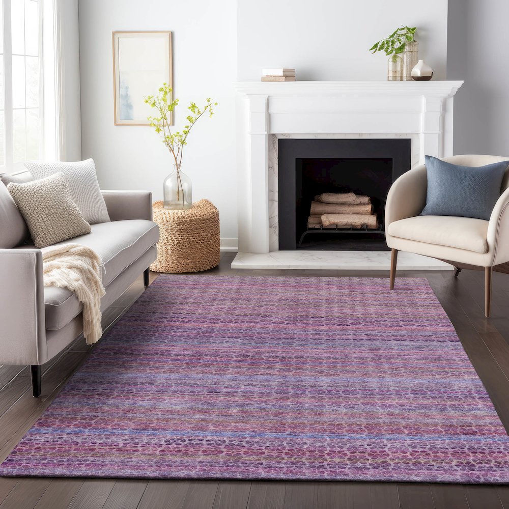 Machine Washable Indoor/Outdoor Chantille ACN2155 Purple 3' x 5' Rug. Picture 6