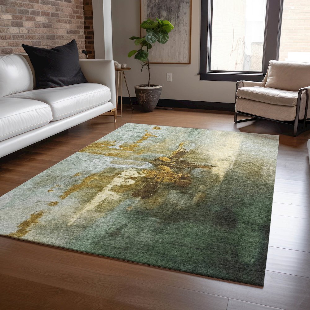 Machine Washable Indoor/Outdoor Chantille ACN2157 Brown 3' x 5' Rug. Picture 5