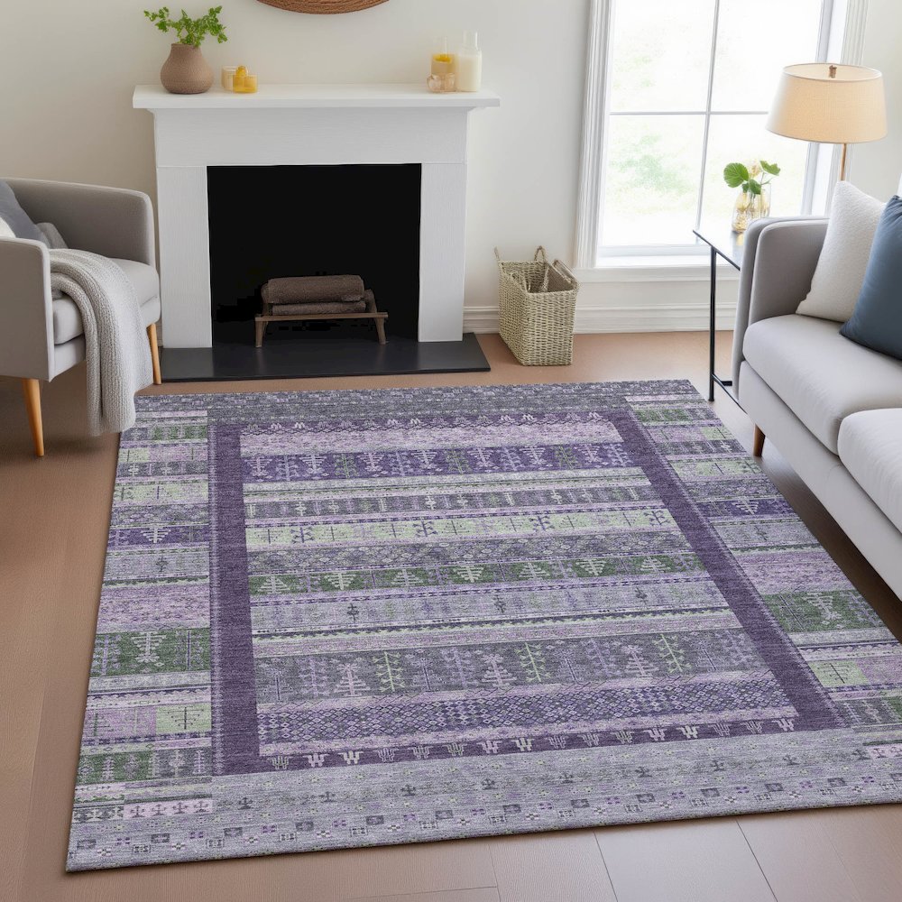 Machine Washable Indoor/Outdoor Chantille ACN2160 Purple 3' x 5' Rug. Picture 5