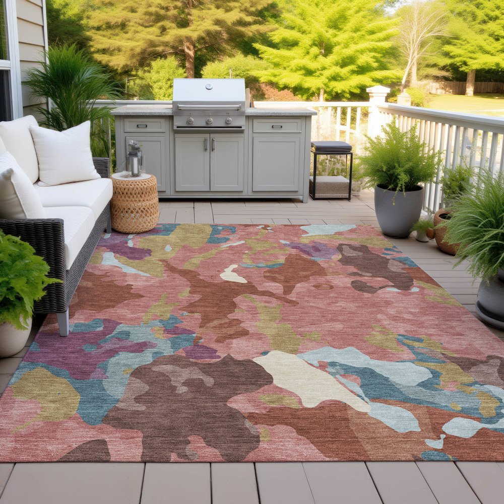 Machine Washable Indoor/Outdoor Chantille ACN2161 Pink 3' x 5' Rug. Picture 7