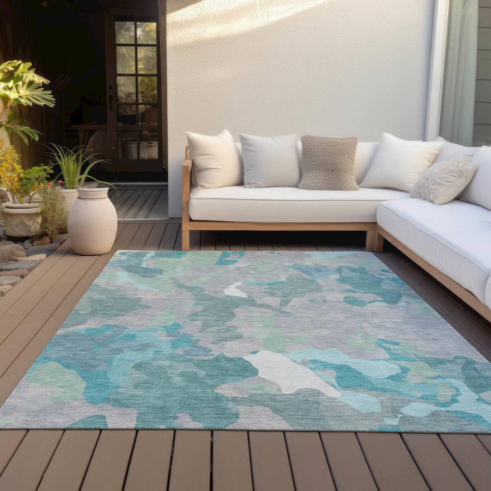 Machine Washable Indoor/Outdoor Chantille ACN2161 Taupe 3' x 5' Rug. Picture 7