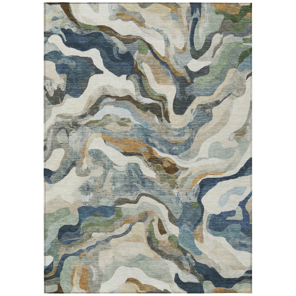 Machine Washable Indoor/Outdoor Chantille ACN2162 Denim 3' x 5' Rug. Picture 1