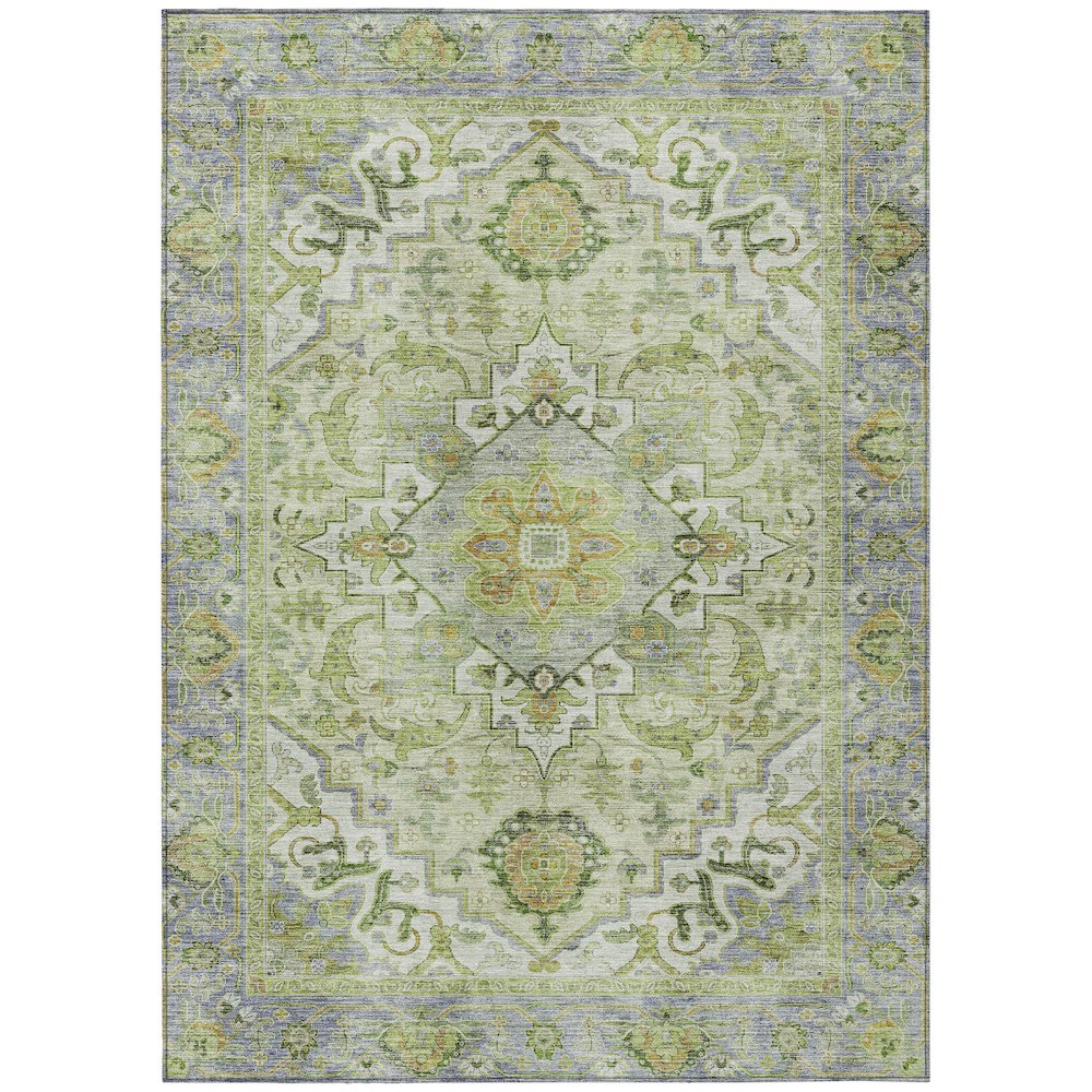 Machine Washable Indoor/Outdoor Chantille ACN2163 Green 3' x 5' Rug. Picture 1