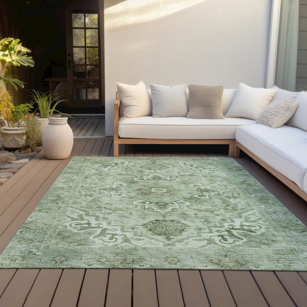Machine Washable Indoor/Outdoor Chantille ACN2164 Aloe 3' x 5' Rug. Picture 7