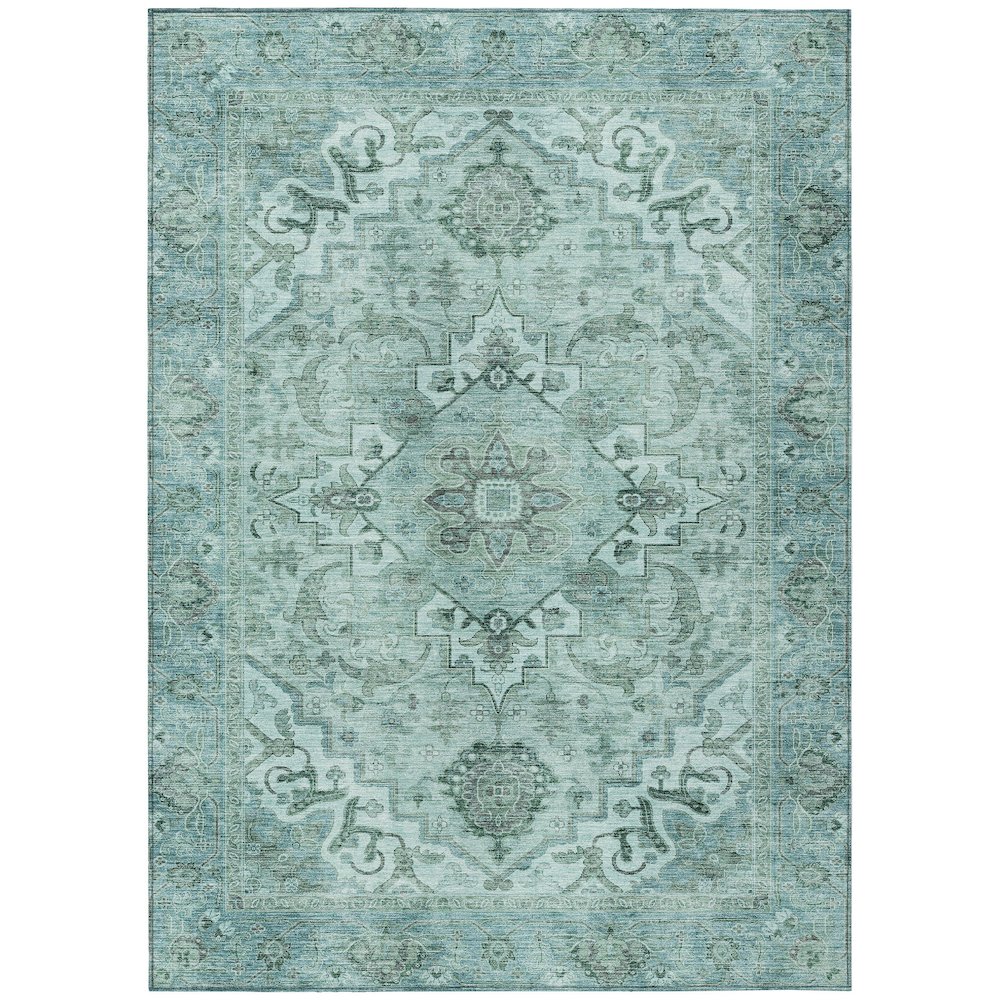 Machine Washable Indoor/Outdoor Chantille ACN2164 Teal 3' x 5' Rug. Picture 1
