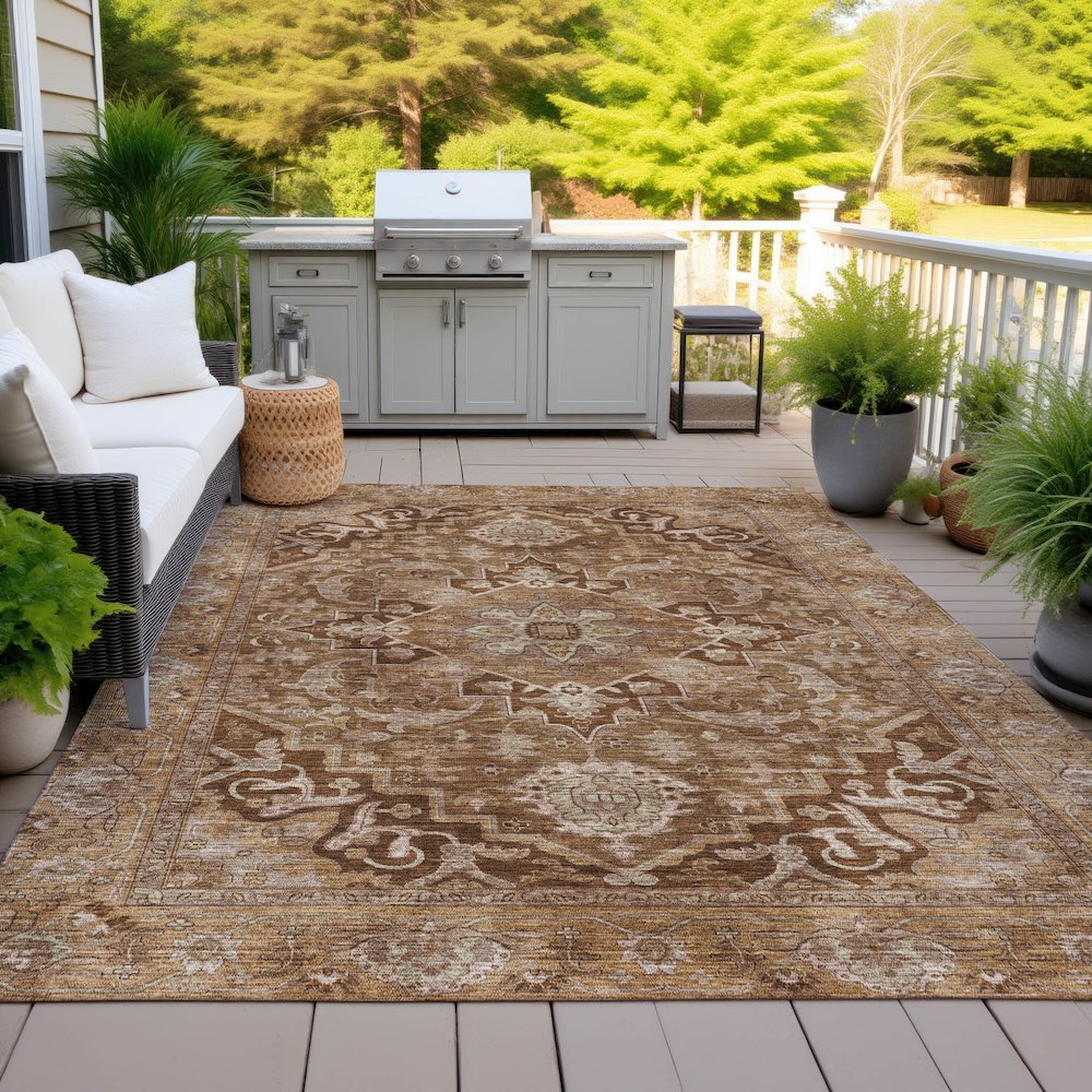Machine Washable Indoor/Outdoor Chantille ACN2165 Terracotta 3' x 5' Rug. Picture 7