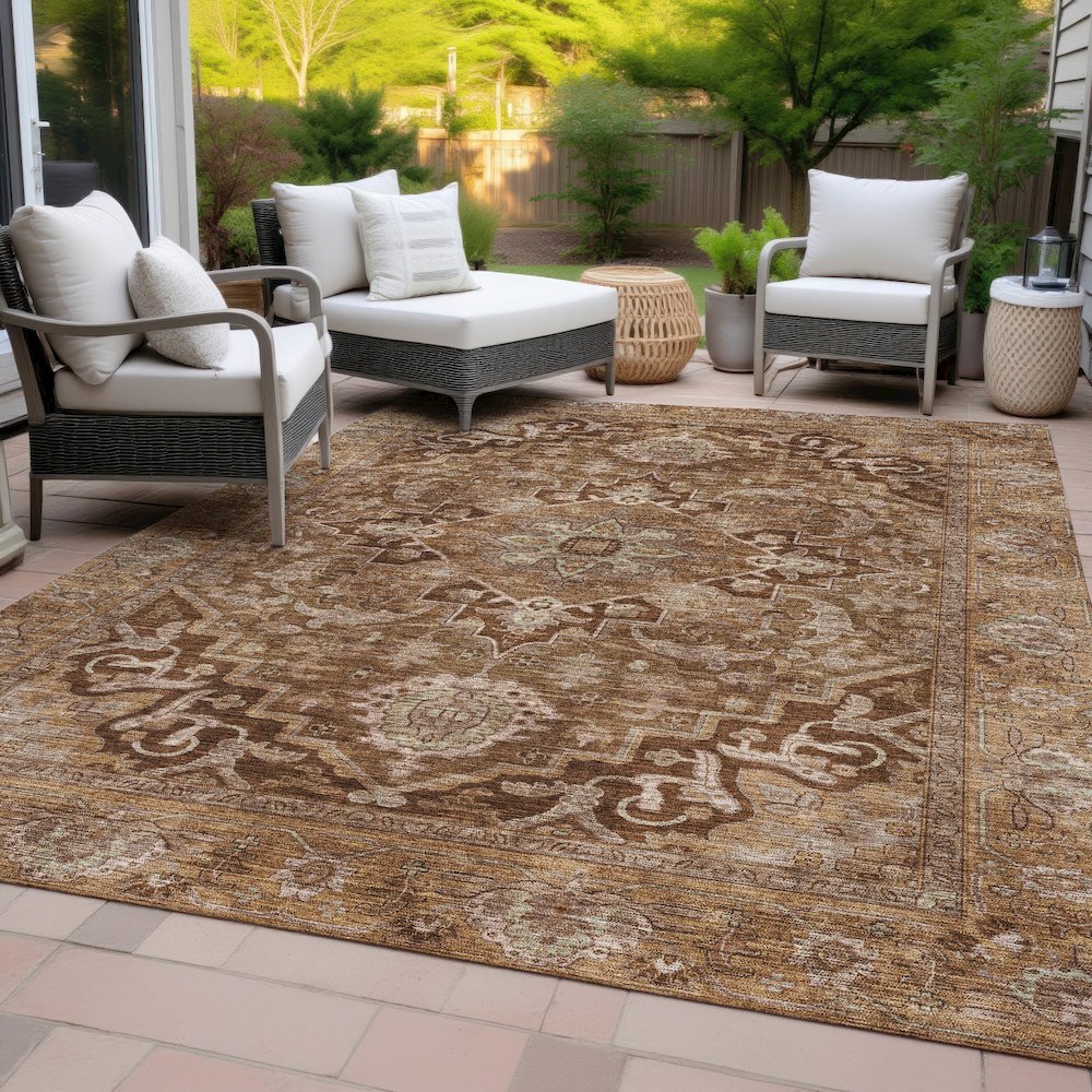 Machine Washable Indoor/Outdoor Chantille ACN2165 Terracotta 3' x 5' Rug. Picture 8