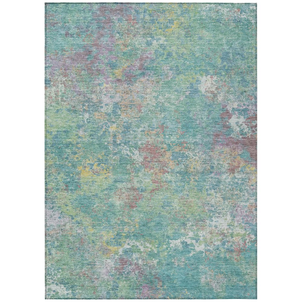 Machine Washable Indoor/Outdoor Chantille ACN2166 Teal 3' x 5' Rug. Picture 1