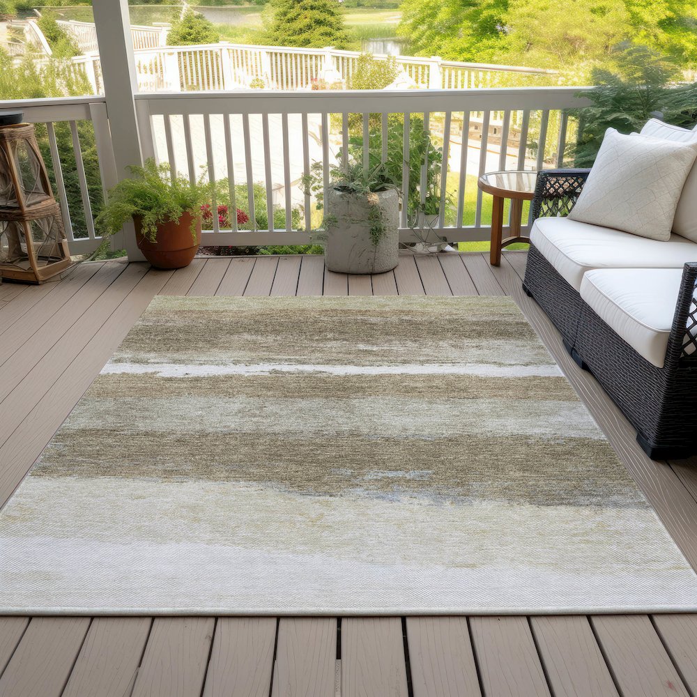 Machine Washable Indoor/Outdoor Chantille ACN2169 Khaki 3' x 5' Rug. Picture 7
