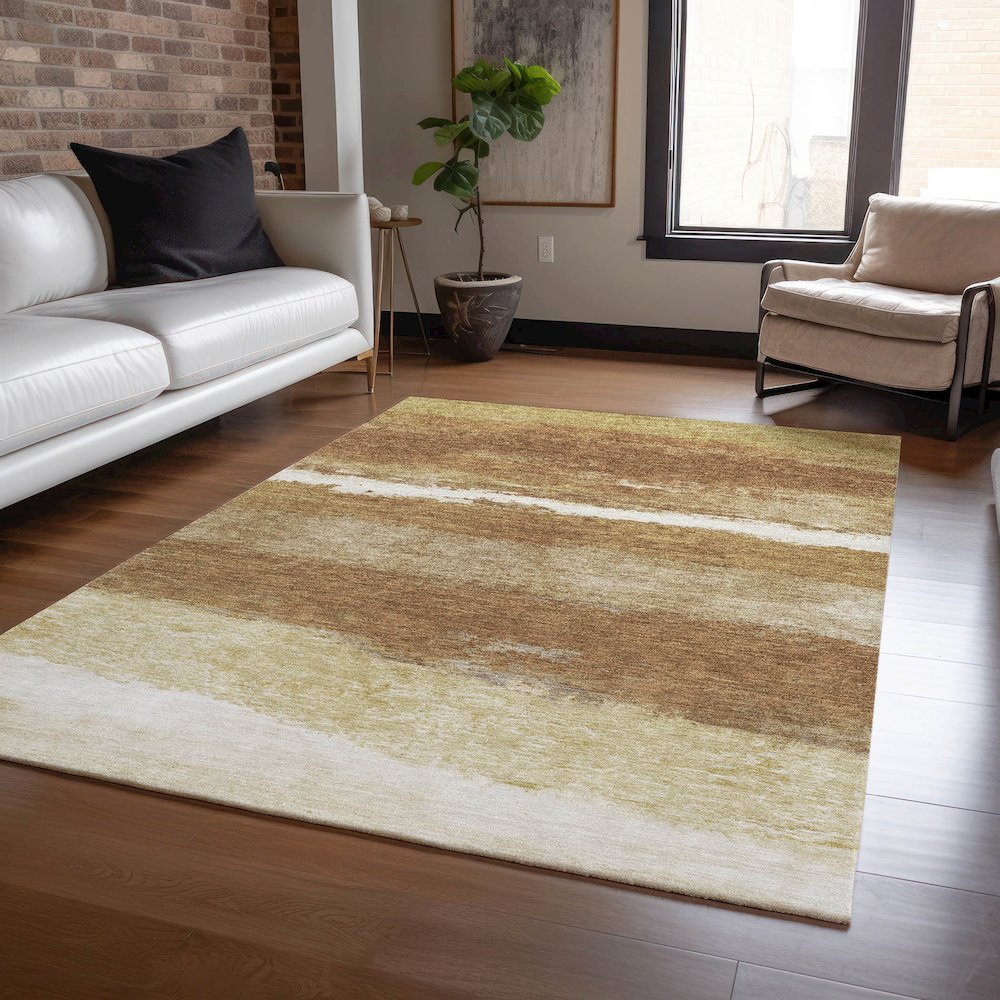 Machine Washable Indoor/Outdoor Chantille ACN2169 Paprika 3' x 5' Rug. Picture 5