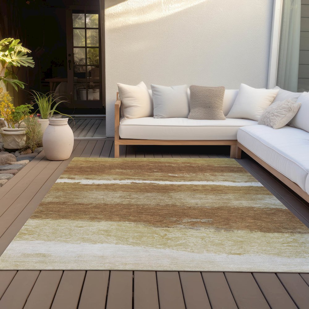 Machine Washable Indoor/Outdoor Chantille ACN2169 Paprika 3' x 5' Rug. Picture 7
