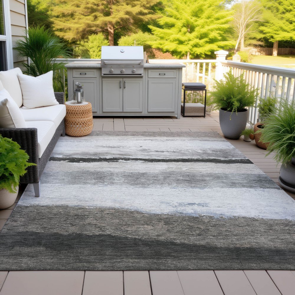 Machine Washable Indoor/Outdoor Chantille ACN2169 Taupe 3' x 5' Rug. Picture 7