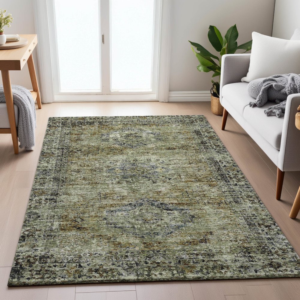 Machine Washable Indoor/Outdoor Chantille ACN2170 Aloe 3' x 5' Rug. Picture 5